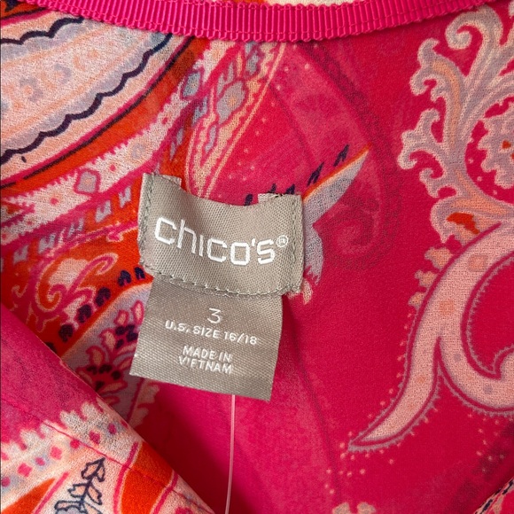 NWT Chico's Pink & Orange Paisley Blouse - Picture 3 of 6